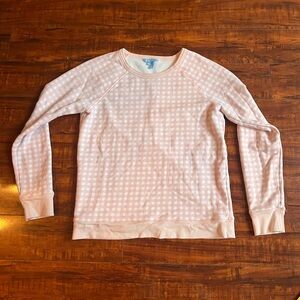 Draper James gingham pink preppy crewneck sweatshirt medium spring sweatshirt